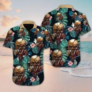 Beach Shirt Floral Skull Tropical Hawaiian Shirt