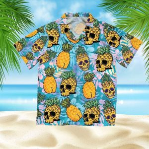Beach Shirt Funny Skull Pineapple Summer Unisex Hawaiian Shirt