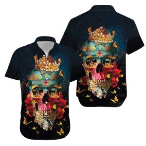 Beach Shirt Get Here Crown Skull And Fire Girl Hawaiian Unisex Aloha Shirts