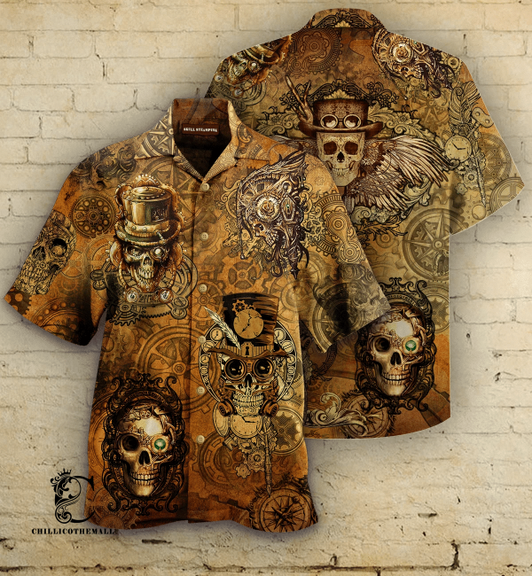 Beach Shirt Get Here Skull Steampunk Hawaiian Shirt