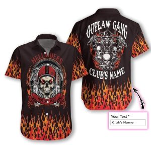 Beach Shirt Get Now Skull Outlaw Gang Motorcycle Custom Clubs Hawaiian Aloha Shirt
