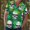 Beach Shirt Green Skulls Hawaiian Aloha Shirts