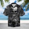 Beach Shirt Hawaiian Aloha Shirts Black Skull Wings