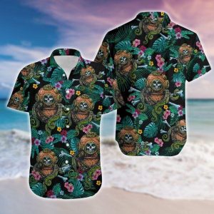 Beach Shirt Hawaiian Aloha Shirts Scuba Diving Skull Tropical