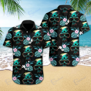 Beach Shirt Hawaiian Aloha Shirts Skull Beach V-
