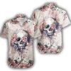 Beach Shirt Hawaiian Aloha Shirts Skull Flower Dh-1