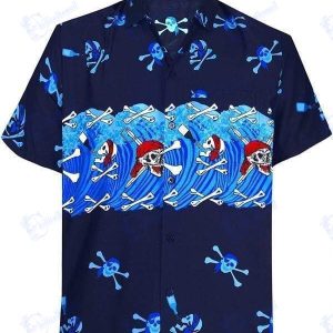 Beach Shirt Hawaiian Aloha Shirts Tropical Beach Skull