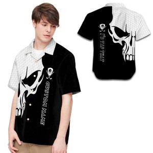 Beach Shirt Id Tap That White Hexagon Skull Custom Name Men Hawaiian Shirt