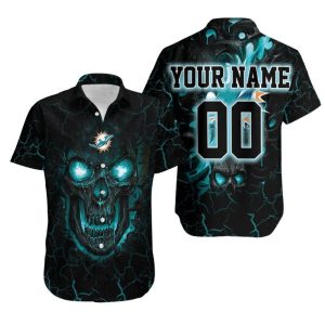 Beach Shirt Lava Skull Miami Dolphins 3d Personalized Hawaiian Shirt