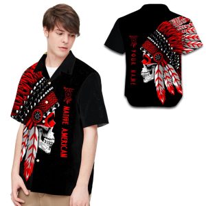 Beach Shirt Native American Skull Custom Name Hawaiian Shirt