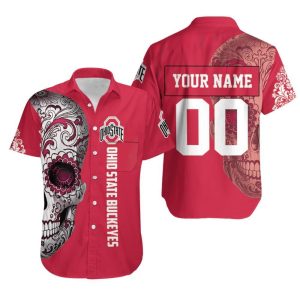 Beach Shirt Ohio State Buckeyes Sugar Skull 3d Personalized Hawaiian Shirt