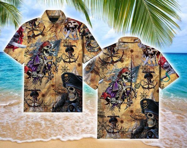 Beach Shirt Order Amazing Pirate Skull Halloween Hawaiian Aloha Shirt