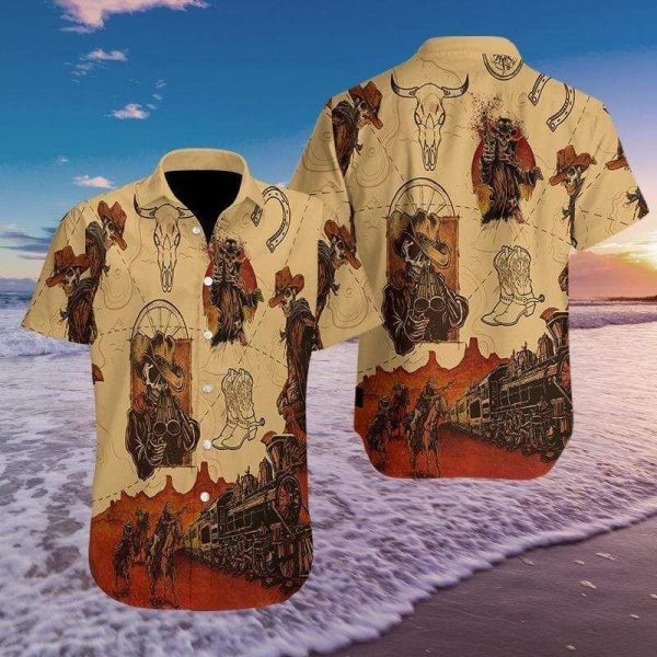 Beach Shirt Order Hawaiian Aloha Shirts Skull Cowboy