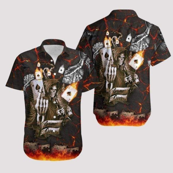 Beach Shirt Order Hawaiian Aloha Shirts Skull Game Of Cards