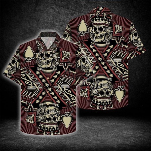 Beach Shirt Order Skull King Of Hear 3d All Over Hawaiian Shirt-1