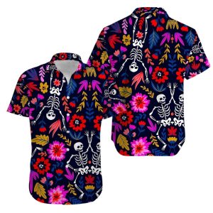 Beach Shirt Order Skull Tattoo Day Of The Dead Flowers Aloha Hawaiian Shirts