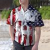 Beach Shirt Retro Skull Usa Flag Pattern Hawaiian Aloha Shirts