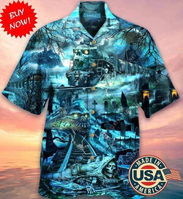Beach Shirt Shop Bus Skull Hawaiian Aloha Shirts