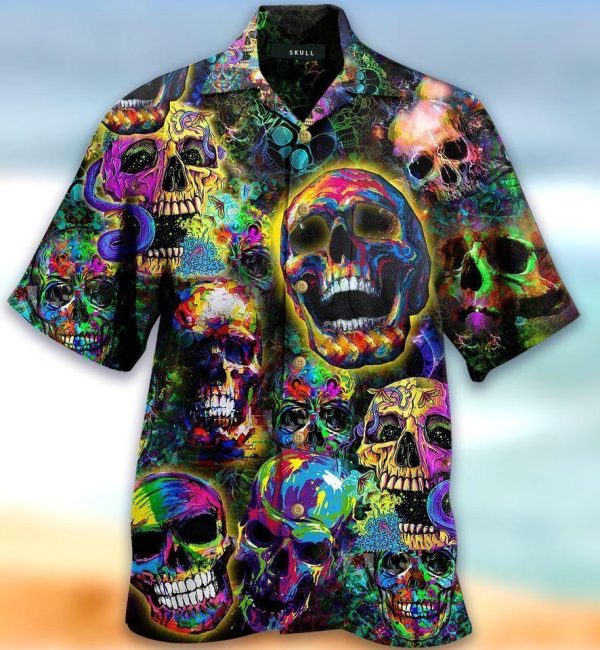 Beach Shirt Shop Colorful Skull Hawaiian Aloha Shirt