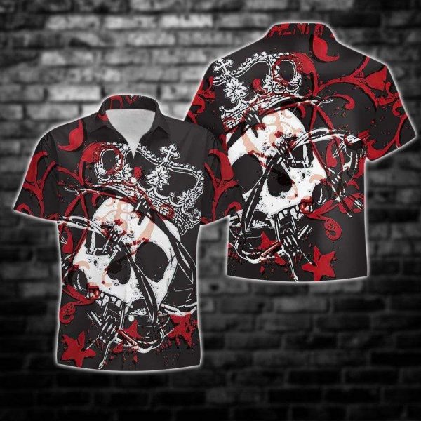 Beach Shirt Shop Kings And Roses Skull Hawaiian Shirt