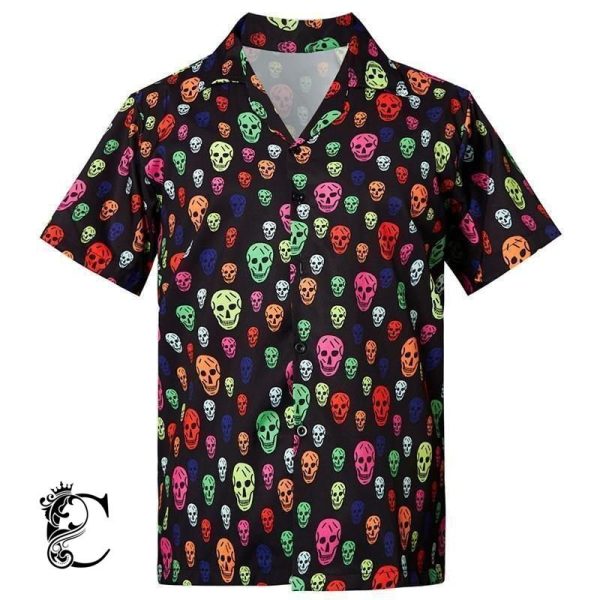 Beach Shirt Shop Mens Hawaiian Shirts Colorful Skull