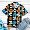 Beach Shirt Shop Simple Skull Flowers Hawaiian Aloha Shirt
