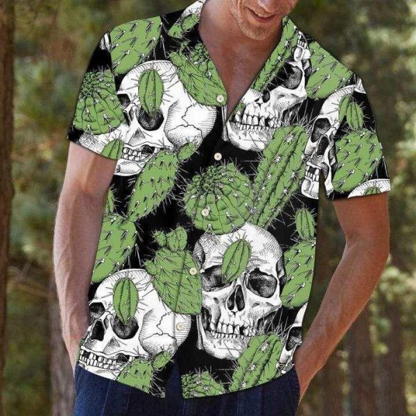 Beach Shirt Shop Skull And Cactus Hawaiian Aloha Shirt
