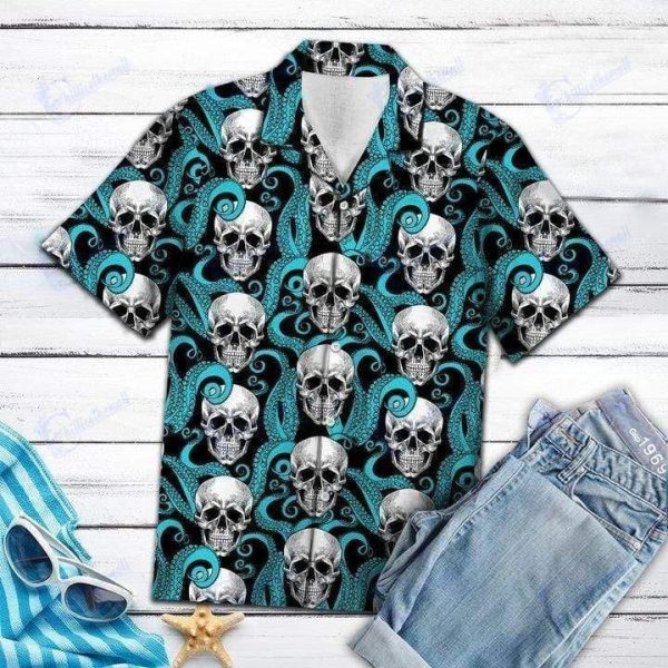 Beach Shirt Skull Octopus Cool Hawaiian Shirts-