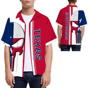 Beach Shirt Skull Texas Flag Custom Name Hawaiian Shirt For Men For Texans