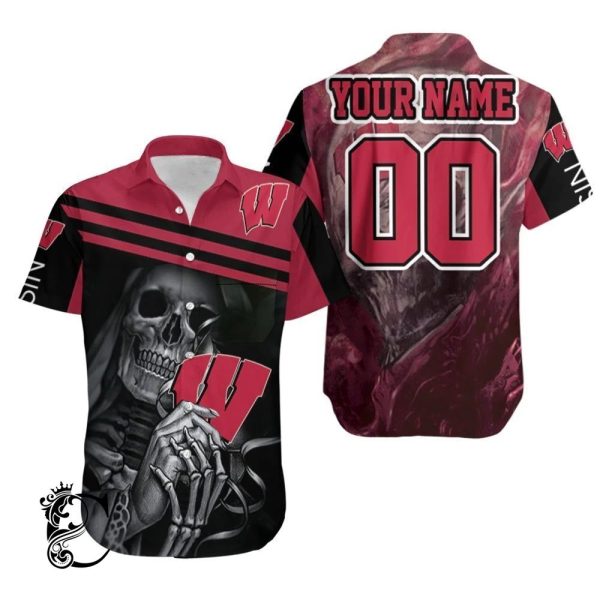 Beach Shirt Skull Wisconsin Badgers 3d Hawaiian Shirt