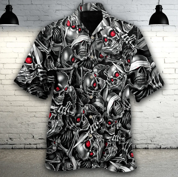 Beach Shirt Skull With Red Eyes Hawaiian Shirt