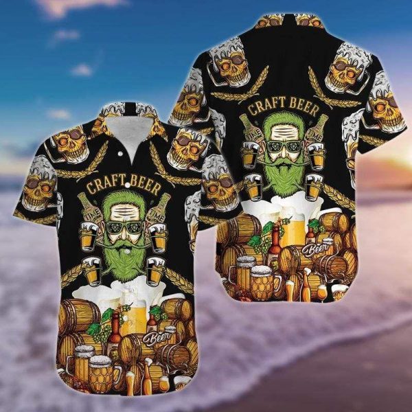 Beach Shirt The Old Man And Skull Craft Beer Hawaiian  Shirts