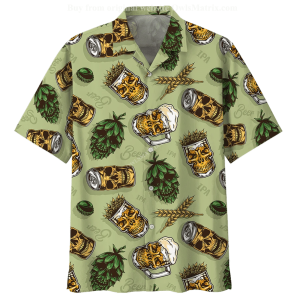 Beer Hawaiian Shirt Beer Skull Cups Wheats And Hops Aloha Shirt-1