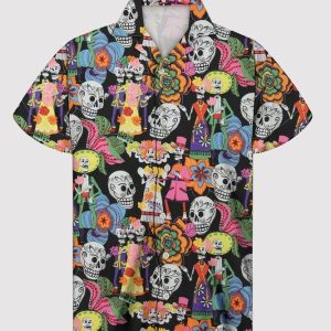 Black Skull Hawaiian Shirt For Men Women Adult