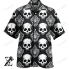 Black Sugar Skull Pattern Hawaiian Shirt