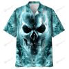 Blue Flame Skull Art – Skull Unisex Hawaiian Shirt Summer Hawaiian For Men Women Couple