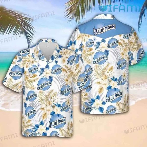 Blue Moon Beer Hawaiian Shirt Hibiscus Floral Beer Lovers Gift