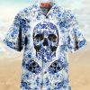 Blue Skull Hawaiian Shirt Colorful Short Sleeve Summer Beach Casual Shirt For Men And Women