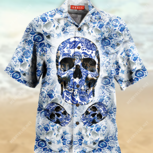 Blue Skull Unisex Hawaiian Shirt