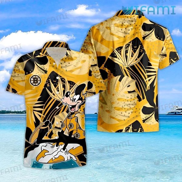 Boston Bruins Hawaiian Shirt Goofy Surfing Tropical Leaf Bruins Gift