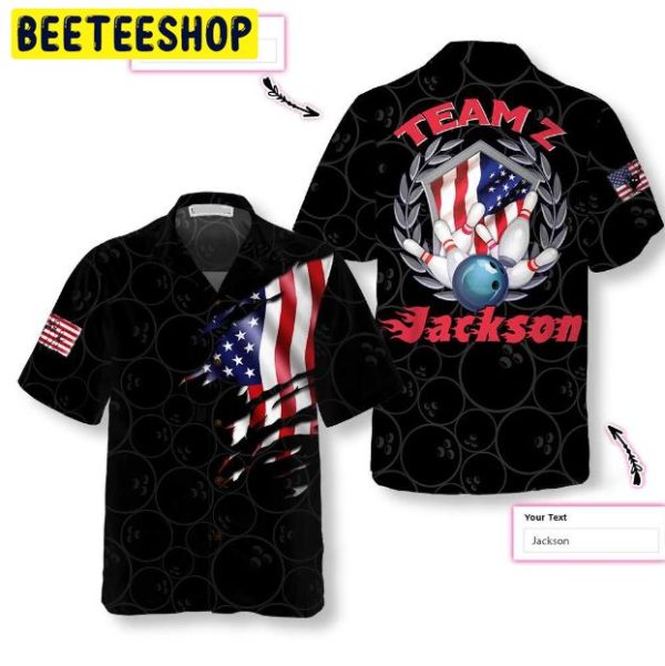 Bowling Team American Flag Personalized Trending Hawaiian Shirt-1