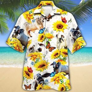 Brahman Cattle Sunflower Hawaiian Shirt-1