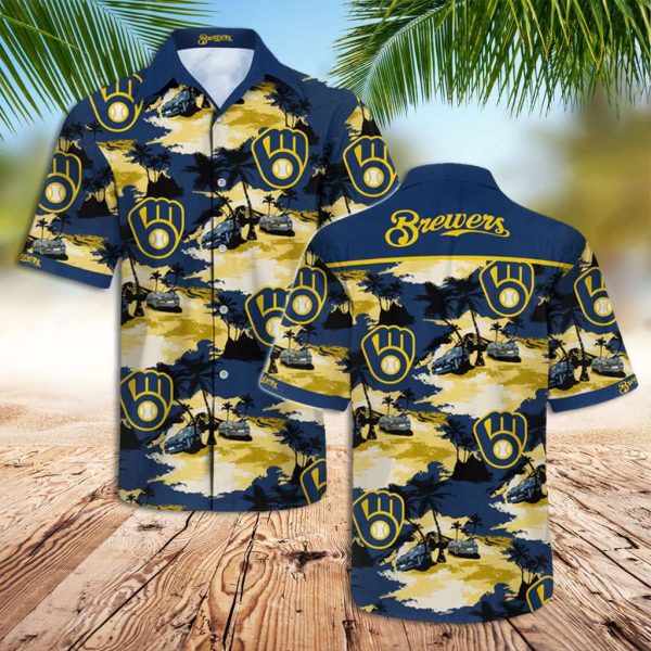 Brewers Hawaiian Shirt Blue Tropical Island Hawaiian Shirt