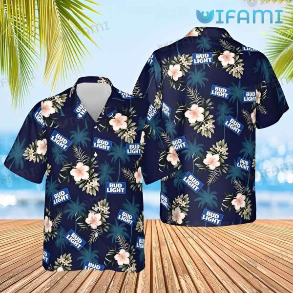 Bud Light Hawaiian Shirt Tropical Hibiscus Beer Lovers Gift