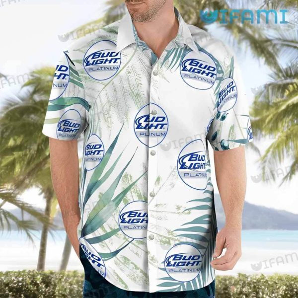 Bud Light Hawaiian Shirt Tropical Leaves Beer Lovers Gift