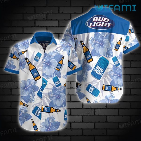 Bud Light Hibiscus Floral Hawaiian Shirt Beer Lovers Gift