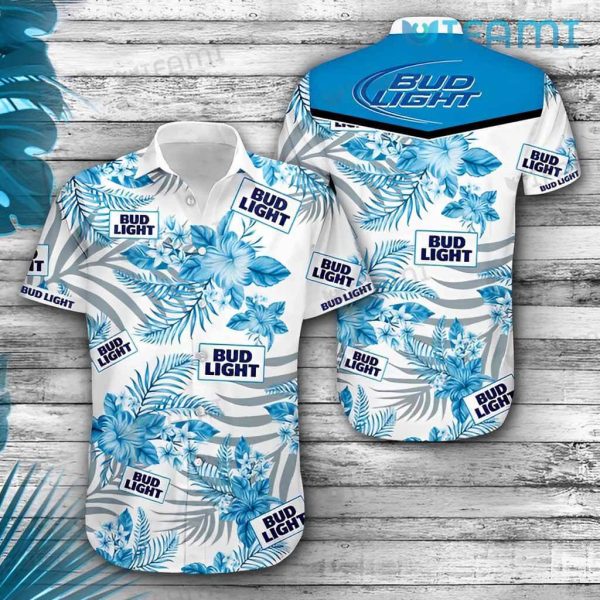 Bud Light Hibiscus Floral Hawaiian Shirt Tropical Beer Lovers Gift