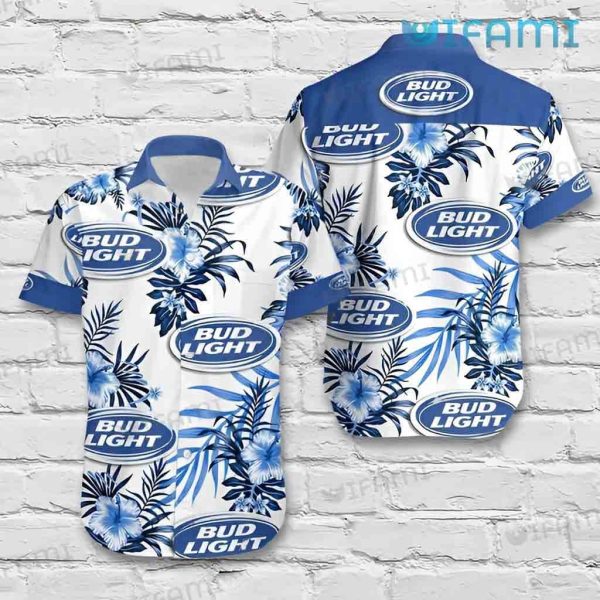 Bud Light Tropical Floral Hawaiian Shirt Hibiscus Beer Lovers Gift