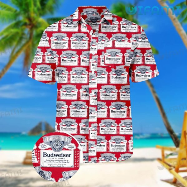 Budweiser Button Up Shirt Label Pattern Budweiser Beer Lovers Gift