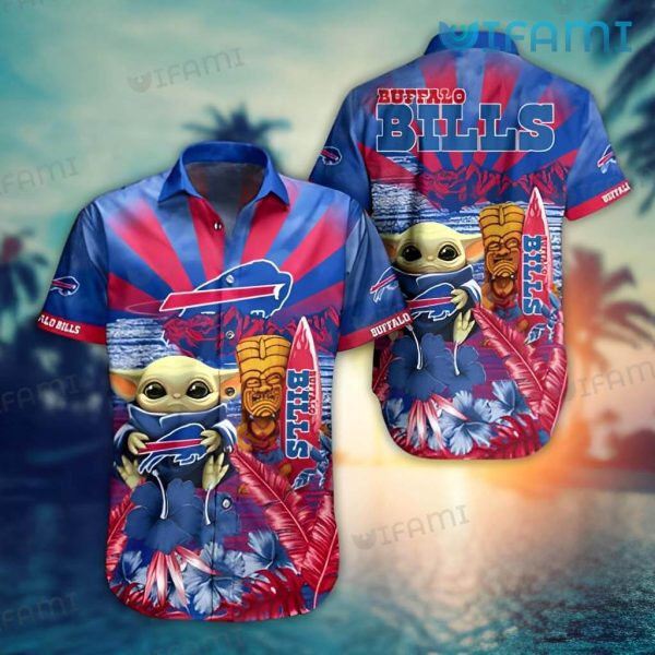 Buffalo Bills Hawaiian Shirt Baby Yoda Tiki Mask Surfboard Buffalo Bills Gift